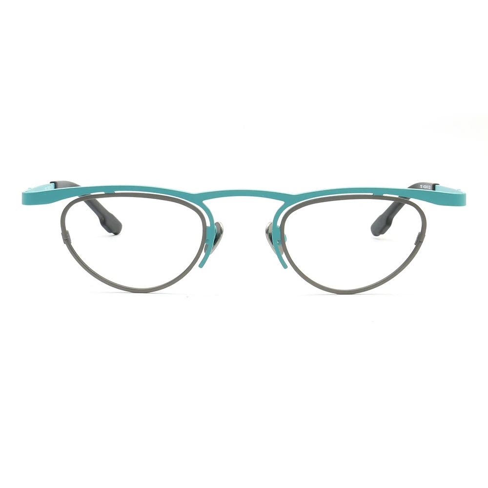 Retro Women Cat Eye Glasses Frames Men Round Optical Eyeglass Frame Pure Titanium Orange Green Eyewear Rx Lightweight Eyeglasses