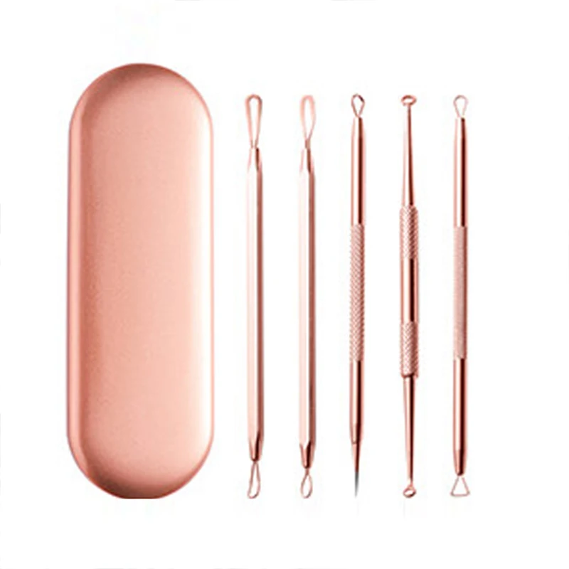 5 sets of extruder, acne facial skin care, cleaning tools, acne extruder rash extrusion blackhead removal, stainless steel