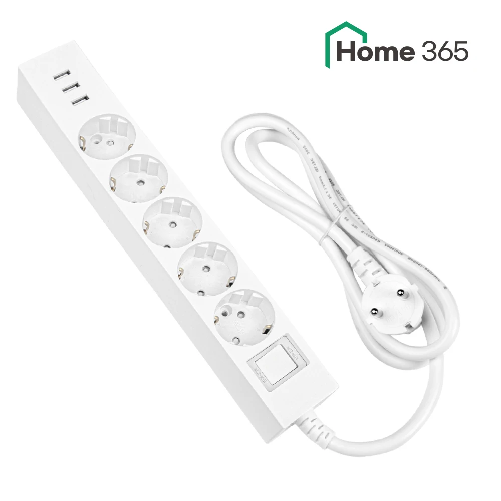 Domestic USB Multi-outlet 16A Overload Blocking 5-gu 1.5m White fast charging