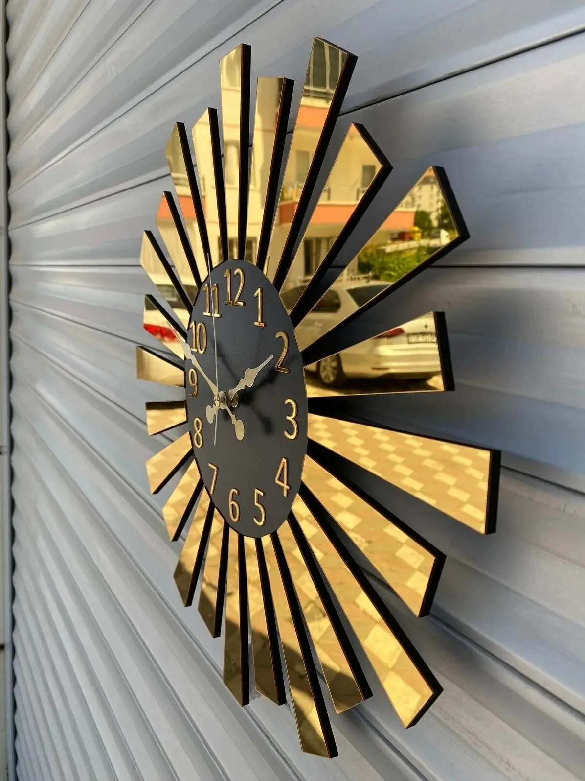 Home Gift Wall Clock with Wooden layer Gold Silver Mirror Plexi Piano Model Number Custom Design Wall Decor home decoration