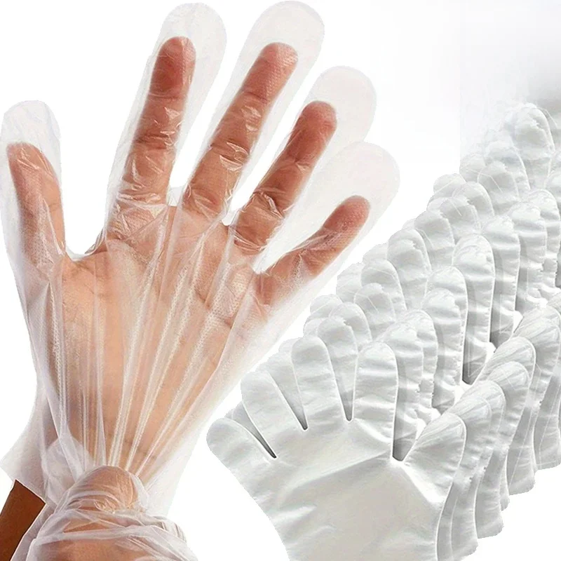 Gants jetables en plastique, transparents, pour Restaurant, cuisine, barbecue, mitaines de qualité alimentaire écologiques, bricolage, vaisselle de cuisine