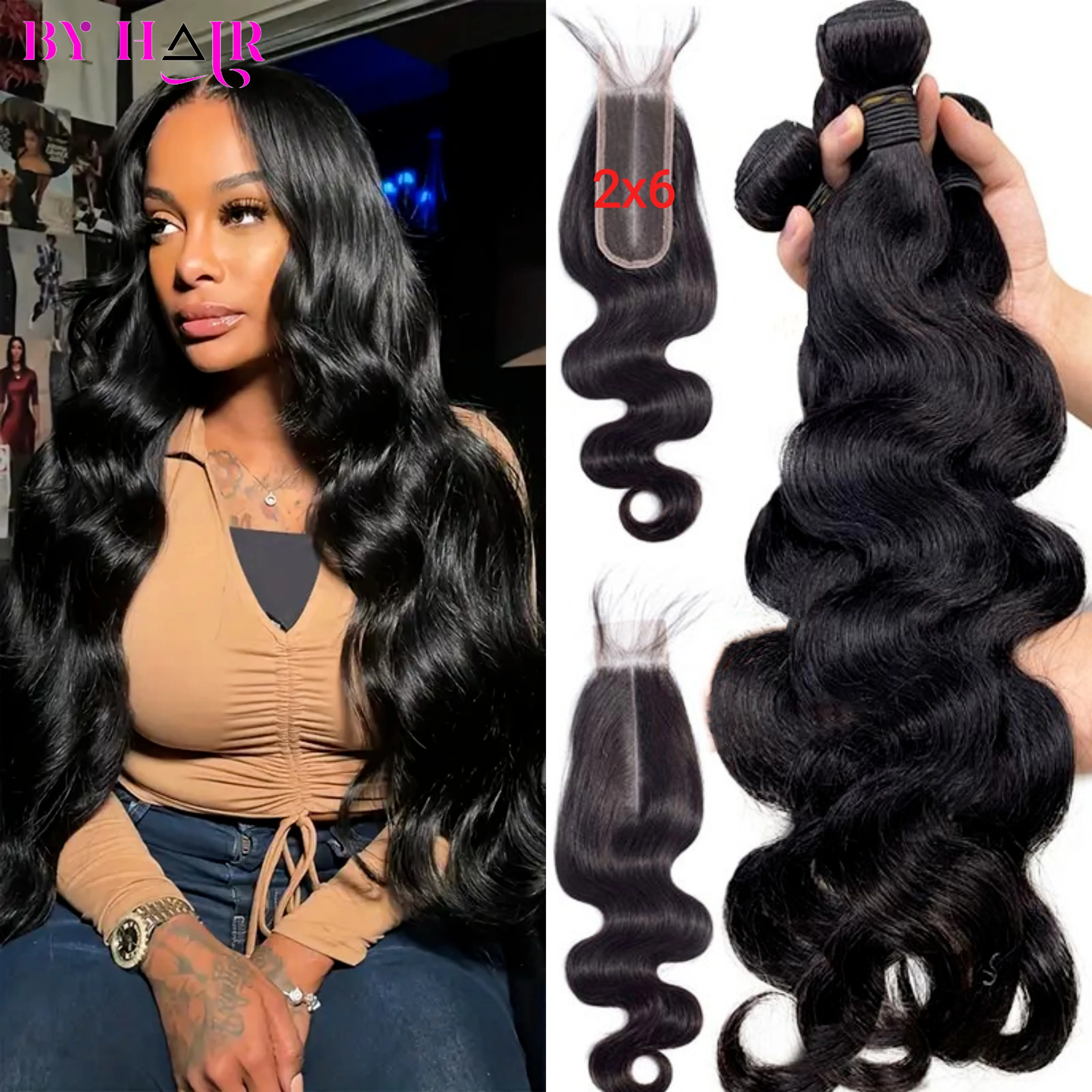 

12A Body Wave Bundles 100% Human Hair Brazilian Hair Remy Hair Extension Weave Raw Hair Bundles With 2x6 Closure 4x4 5x5 Closure