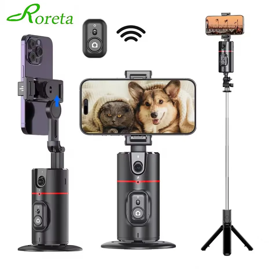 عصا سيلفي Roreta 2025 مثبت Gimbal مع حامل ثلاثي لاسلكي خفيف قابل للطي مع حامل أحادي مصراع بلوتوث لنظام IOS وأندرويد