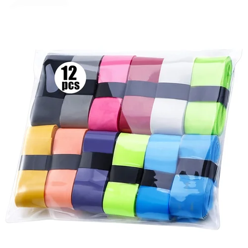 Cinta de agarre antideslizante para raqueta de bádminton y tenis, absorbente de sudor, sujeción segura para todas las raquetas, raqueta de bádminton, 6 uds./12 Uds.