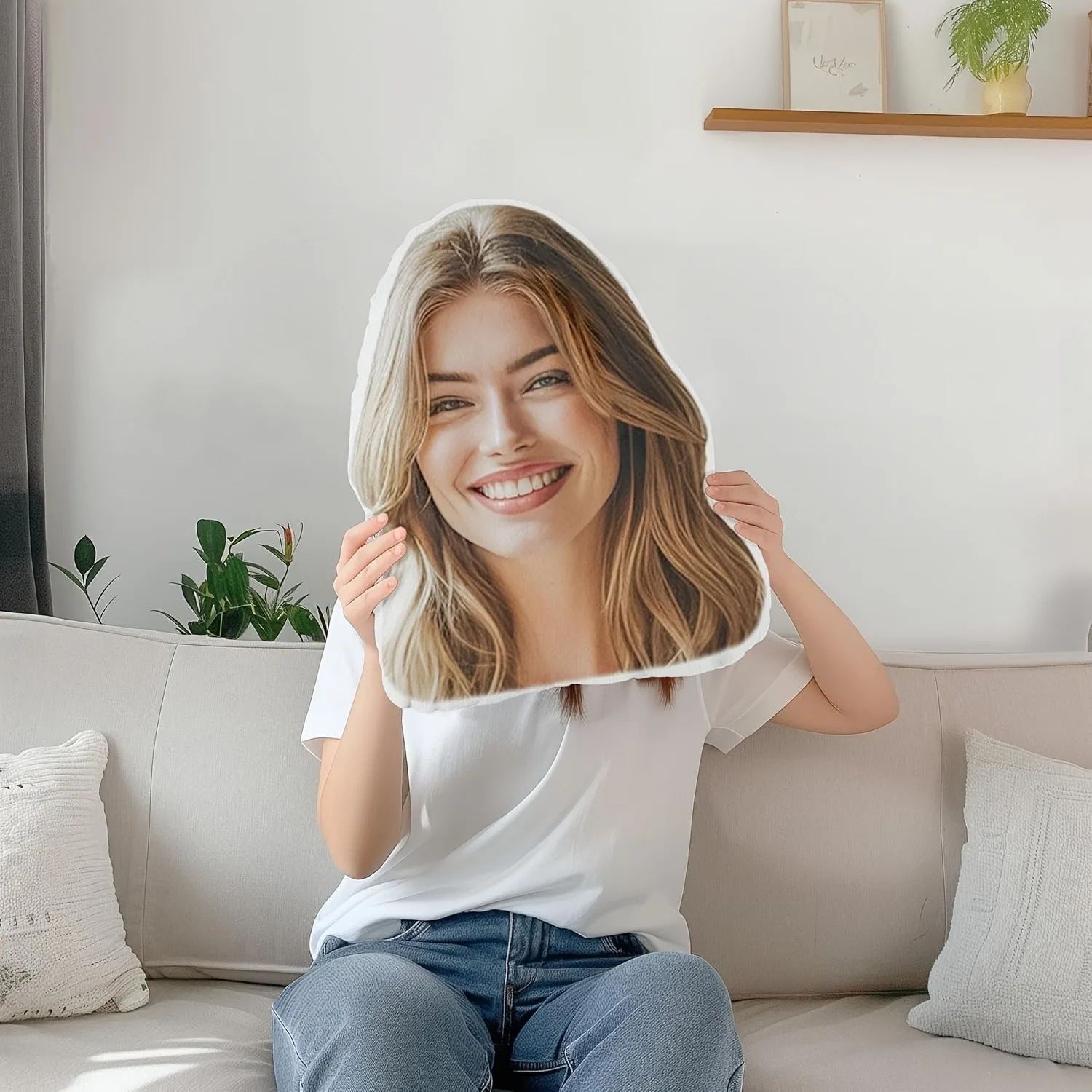 Custom Photo Face Pillow - Personalized Full-body Pillow, Hand Wash Only, Modern Home Decor Gift