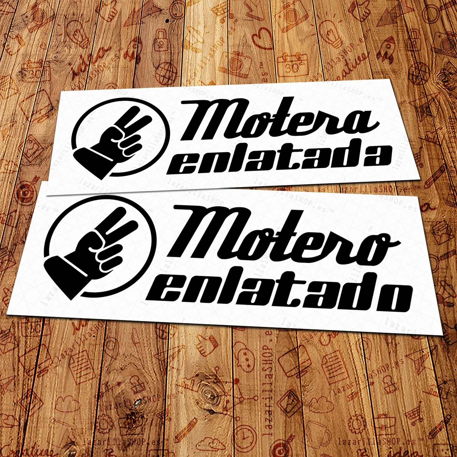 PACK MOTEROS MOTERA ENLATADA + MOTERO ENLATADO PEGATINAS MOTO CON SALUDO MOTERO Vss VINILO COCHE STICKER BIKE RAFAGAS lazarillaSHOP™