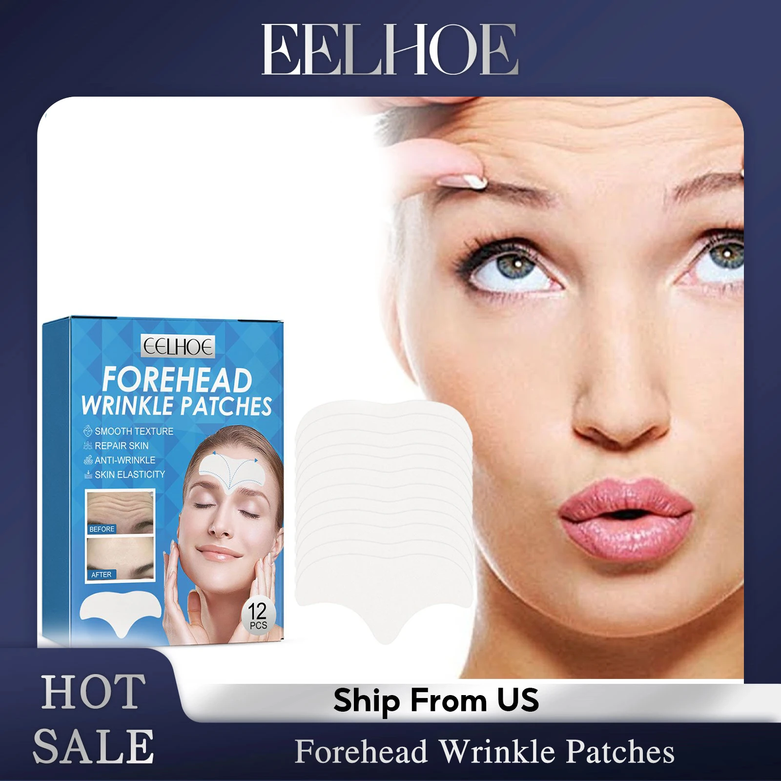 EELHOE Forehead Wrinkles Treatment Smooth Texture Repair Skin Anti-wrinkle Promote Skin Elasticity Forehead Wrinkle Patches