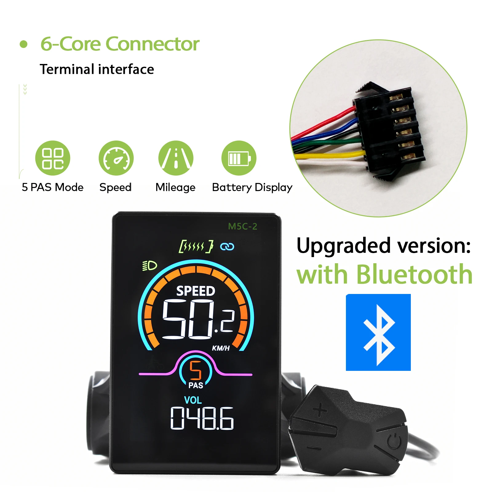M5C-2 Elektrische Fahrrad Computer Bluetooth Verdrahtete Digitale Farbe LCD Display Fahrzeug Locking Fahrrad Kilometerzähler Fahrrad Zubehör