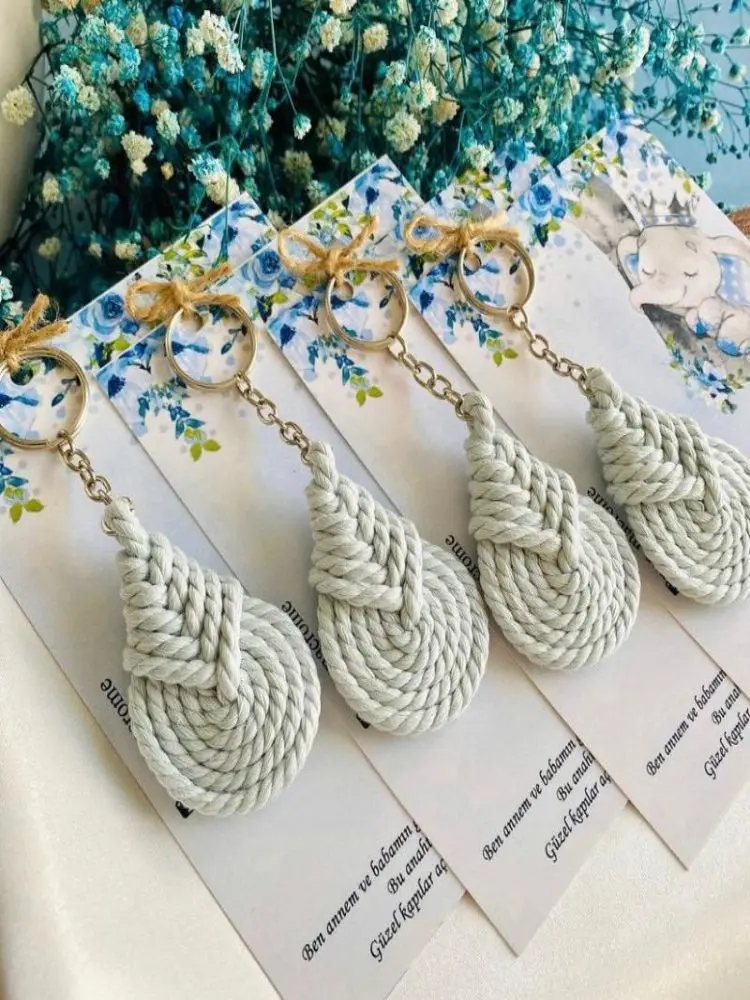 Macrame Keychain 50 PCs Kişiselleştirilebilir Wedding Baby Shower Engagement Party And Birthday For You