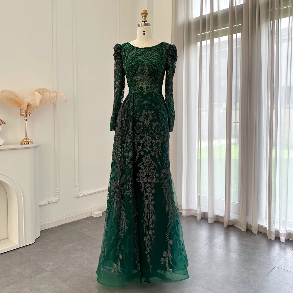 Sharon Said Dubai Schwer Kristallverziertes Übergrößen-Meerjungfrauenkleid in Braun mit Überrock für Damen, Formelles Abendkleid SS127 Maßanfertigung – Detail 20