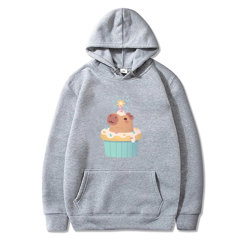 Capy Birthday Hoodies Cute Capybara Cartoon Print Unisex Sweatshirt Fashion Streetwear Soft Women's Hoody Casual Gift Pullover