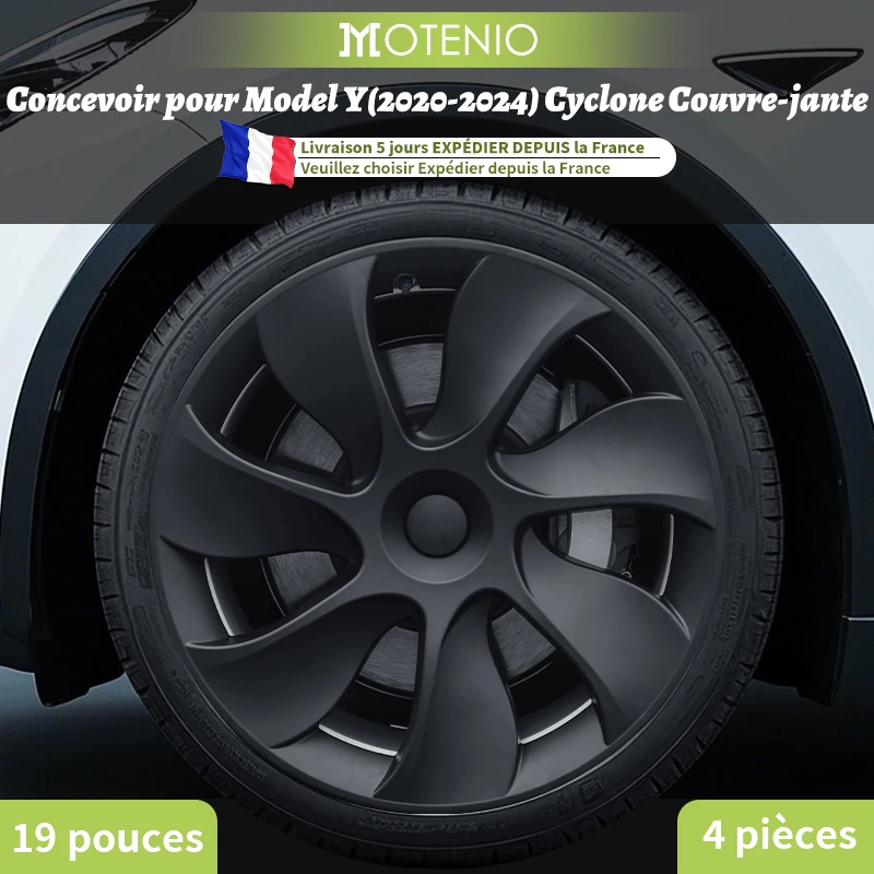 Conception de capuchon de roue pour Tesla modèle Y 2020 – 2024, 19 pouces, enjoliveurs droits et gauche, couverture Cyclone, accessoires de remplacement, 4 pièces