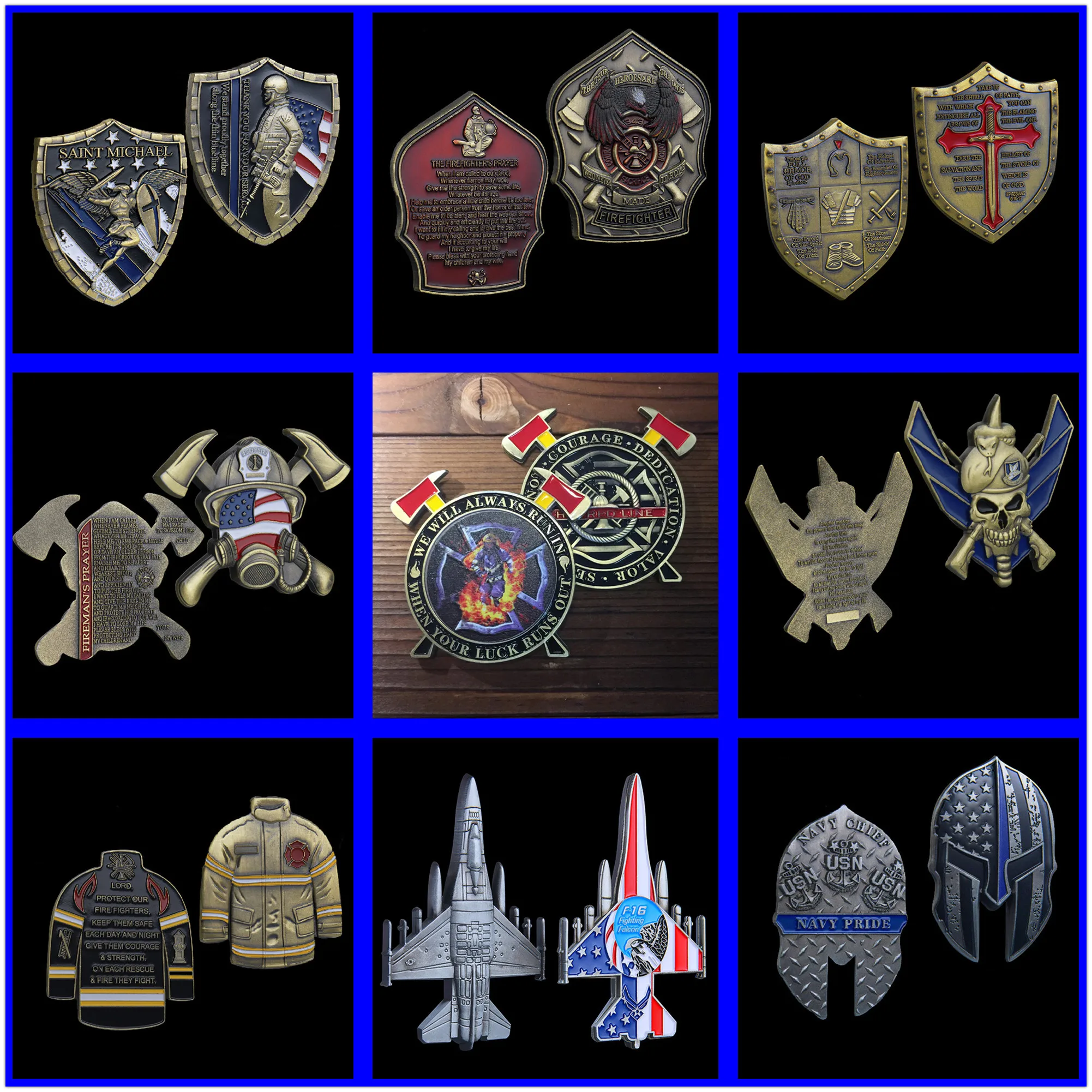 حواف درع شارة معدنية عسكرية أمريكية لتحدي ميدالية الشكل الغريب وحرف العملات المعدنية والديكورات العسكرية القابلة للجمع