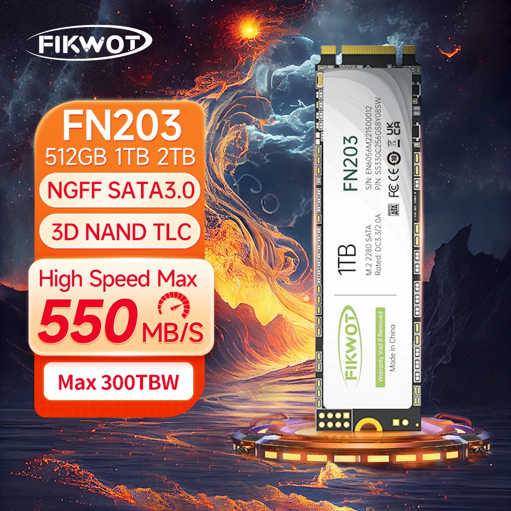 

Внутренний твердотельный накопитель Fikwot FN203 M.2 SSD SATA III 6 Гбит/с 550 Мб/с 256 ГБ 512 ГБ 1 ТБ 3D NAND NGFF для ноутбука, настольного ПК
