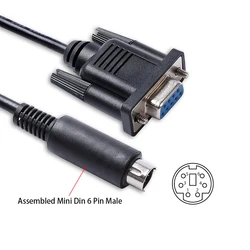 Custom Pinout D-sub 9 Pin DB9 Female to Mini Din 6 Pin RS232 Serial Communication Cable