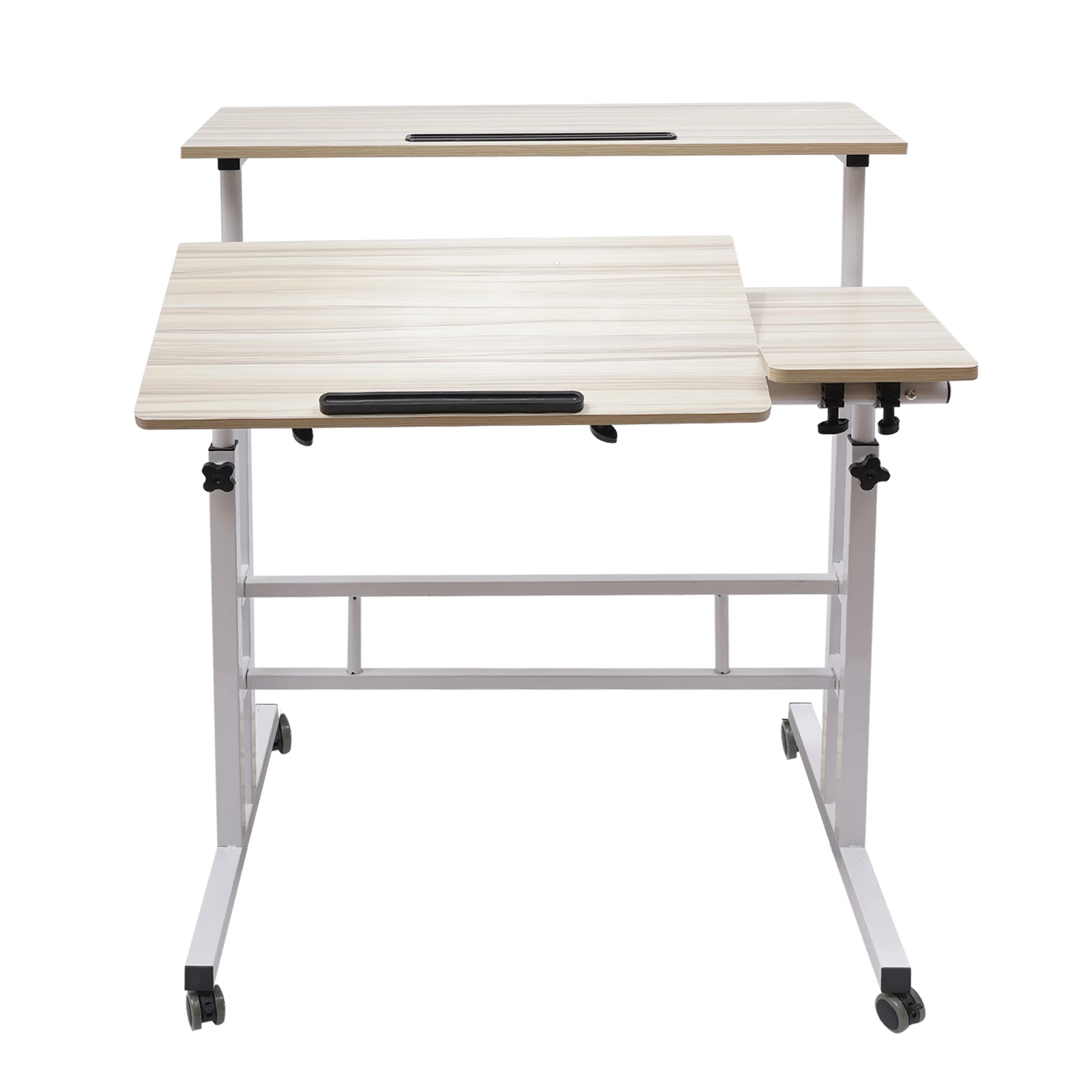 Mobile Standing Desk Stand Up Desk, Height Adjustable Home Office Desk with Standing & Seating 2 Modes, Tilting Tabletop