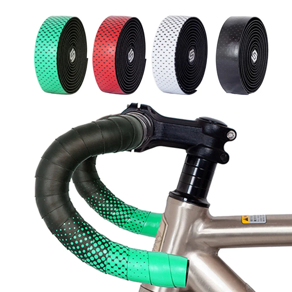 AliExpress Bike Handlebar Tape Road Bicycle Two-Colors Bar Tapes 2 Roll PU Leather Surface EVA Foam Cycling Handle Bar Wraps With End Plugs