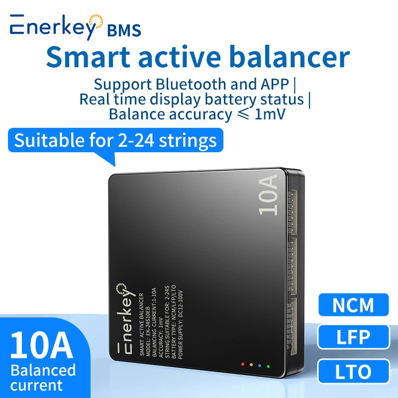 Enerkey EK-24S10EB Smart Active Balancer 10A 2S ~ 24S lithium /Lifepo4 /LTO Batterij Actieve egalisatie Hebben KAN-poort VDE/UL CSA