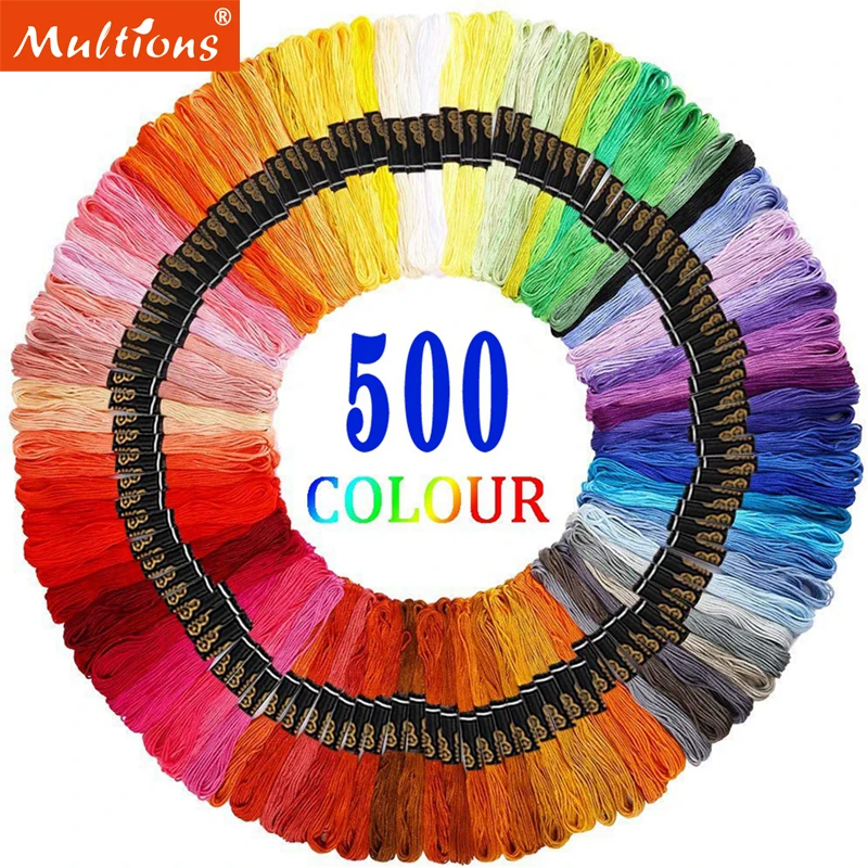 500/100pcs Multicolor Embroidery Thread Cross Stitch Floss Threads Cotton Sewing Skeins Skein Kit DIY Knitting Tools