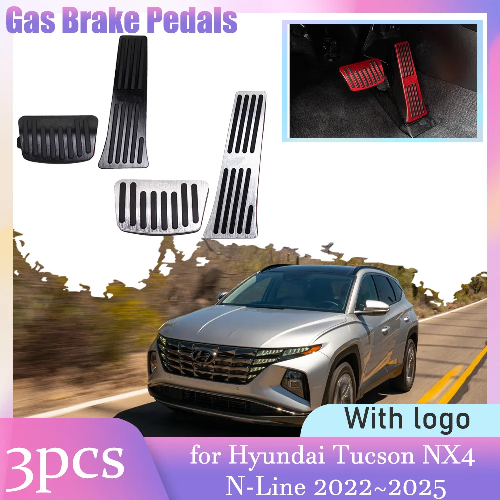 

Car Gas Brake Pedals for Hyundai Tucson NX4 N-Line 2022~2025 Anti-Slip Aluminum Alloy Rest Clutch Foot Pedal Cover Accessories