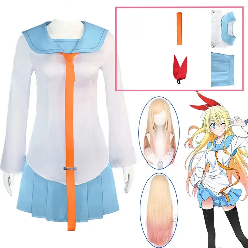Costume de cosplay Kirisaki Chitoge, costume de cosplay Amine Nisekoi, uniforme scolaire Onodera Kosaki, tenue de fête d'Halloween pour femme