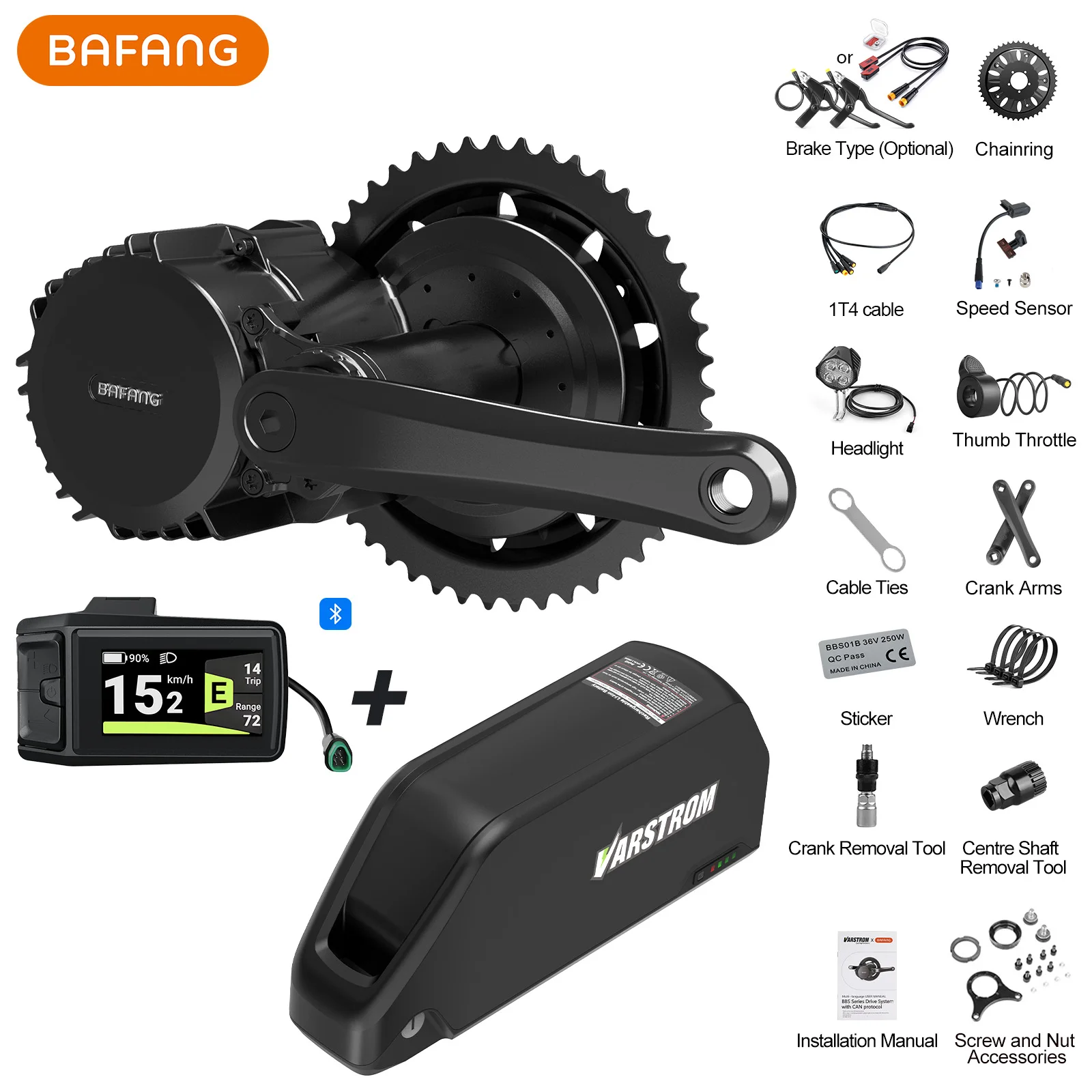 BAFANG Mittelmotor-System M315 M215 M625 48V 52V 36V 20Ah 25Ah 30Ah Akku 1000W 750W 500W 250W Mittelmotor Elektrofahrrad-Umbausatz BBS01B BBS02 BBSHD mit Display-Kit, E-Bike-Motor für