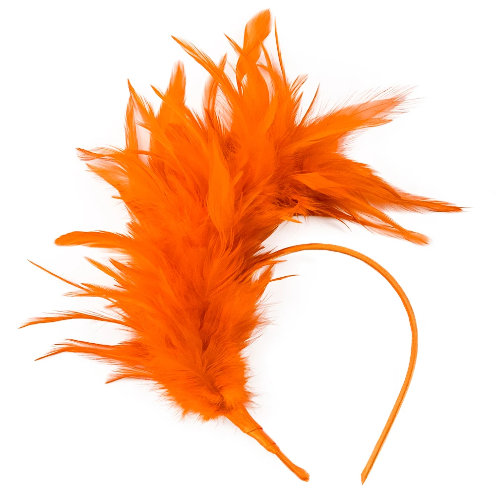 1Piece Orange Feather Headband 1920s Flapper Headpiece With Feathers For weman girls Colored Tea Party Hat Plumas Decoration