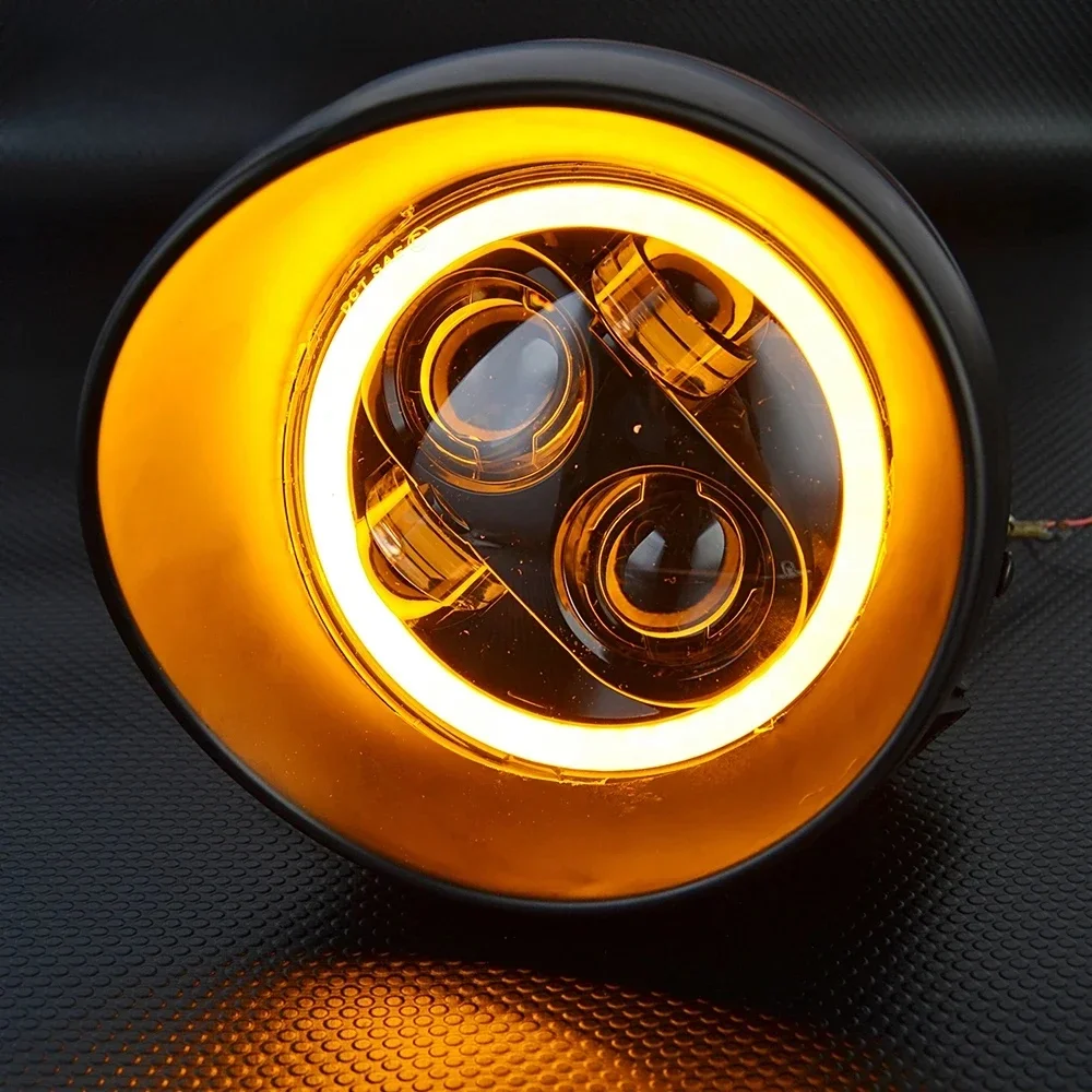 5,75-calowy reflektor motocyklowy z kierunkowskazem do Harley Cafe Racer do Honda Shadow VTX 1300 1800 VT 600 750 — 2