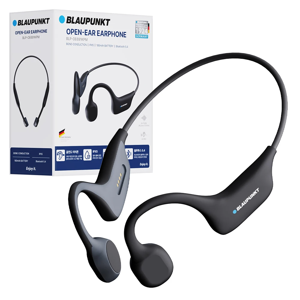 Blaupunkt إلغاء الضوضاء Ai ENC IPX5 مقاوم للماء توصيل العظام سماعات بلوتوث BLP-OE691K رياضة الجري تنفس غالاكسي آيفون التسليم في نفس اليوم