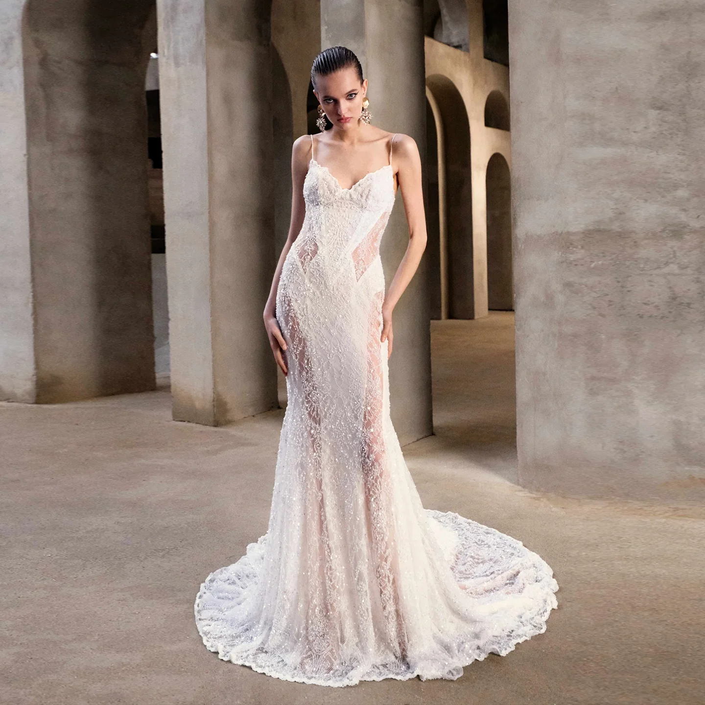 

Sharon Said Sexy Spaghetti Strap Off White Lace Wedding Dress 2025 Vintage Mermaid Sweetheart Corset Bride Gown SW331 Customized