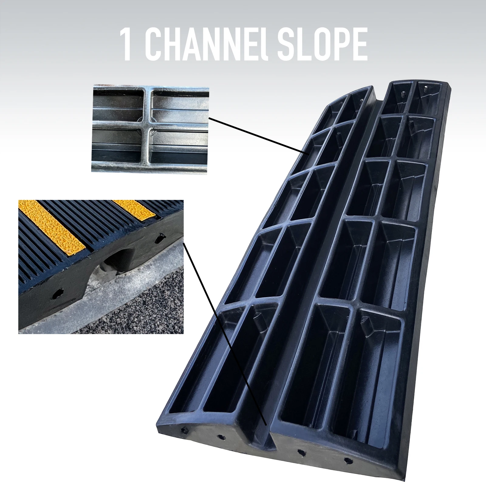 6피트(1.8m) 고강도 고무 차도 경사로 48.1×16.1×2.6인치 – 미끄럼 방지 표면, 내후성, 20톤 하중, 간편 설치 차고용