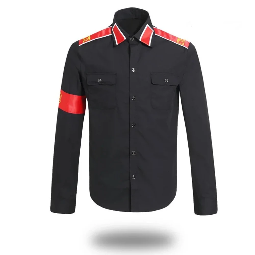 MJ Michael Jackson CTE Imitação Camisa, Anti-Guerra Outwear Bordados braçadeira, Preto Vermelho e Cor Branca