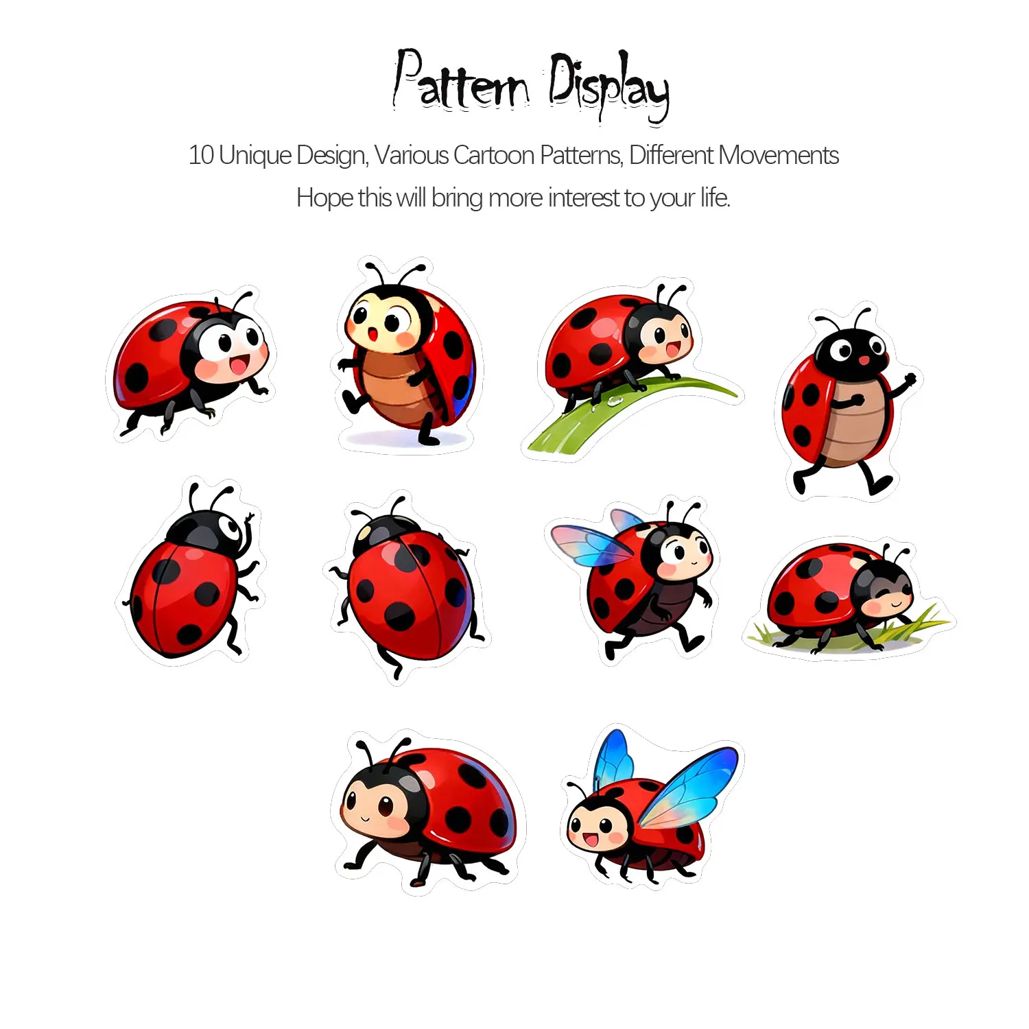 1Roll(500Pcs)10 Irregular Cartoon ladybugs Stickers 2.5cm/1'' Art Craft Decoration Graffiti Seal Gift Scrapbook Labels image 3