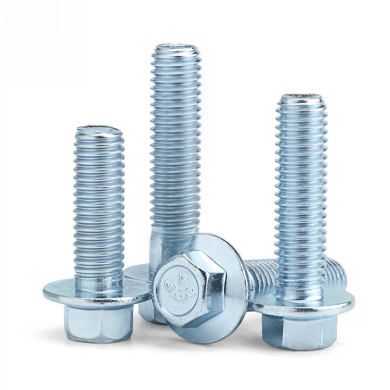 Vis à boulons hexagonaux avec tampon, haute dureté, bleu, blanc, zinc, plein, demi-filetage, hexagone externe, grade 8.8, M5, M6, M8, M10, M12, GB5787