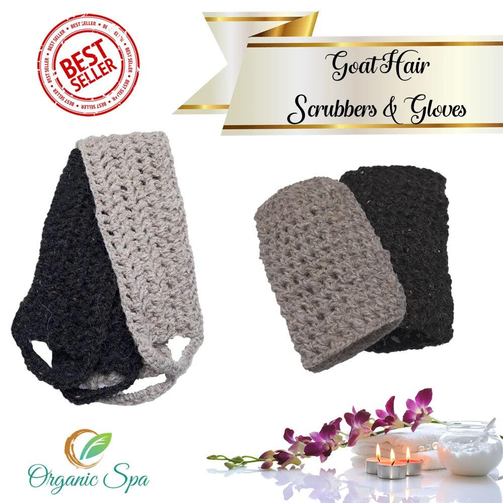 

Exfoliating Body Scrubber Natural Goat Hair Yarn Crocheted Sponge Spa Washcloth Back Washer Eco Friendly Shower Glove Gift