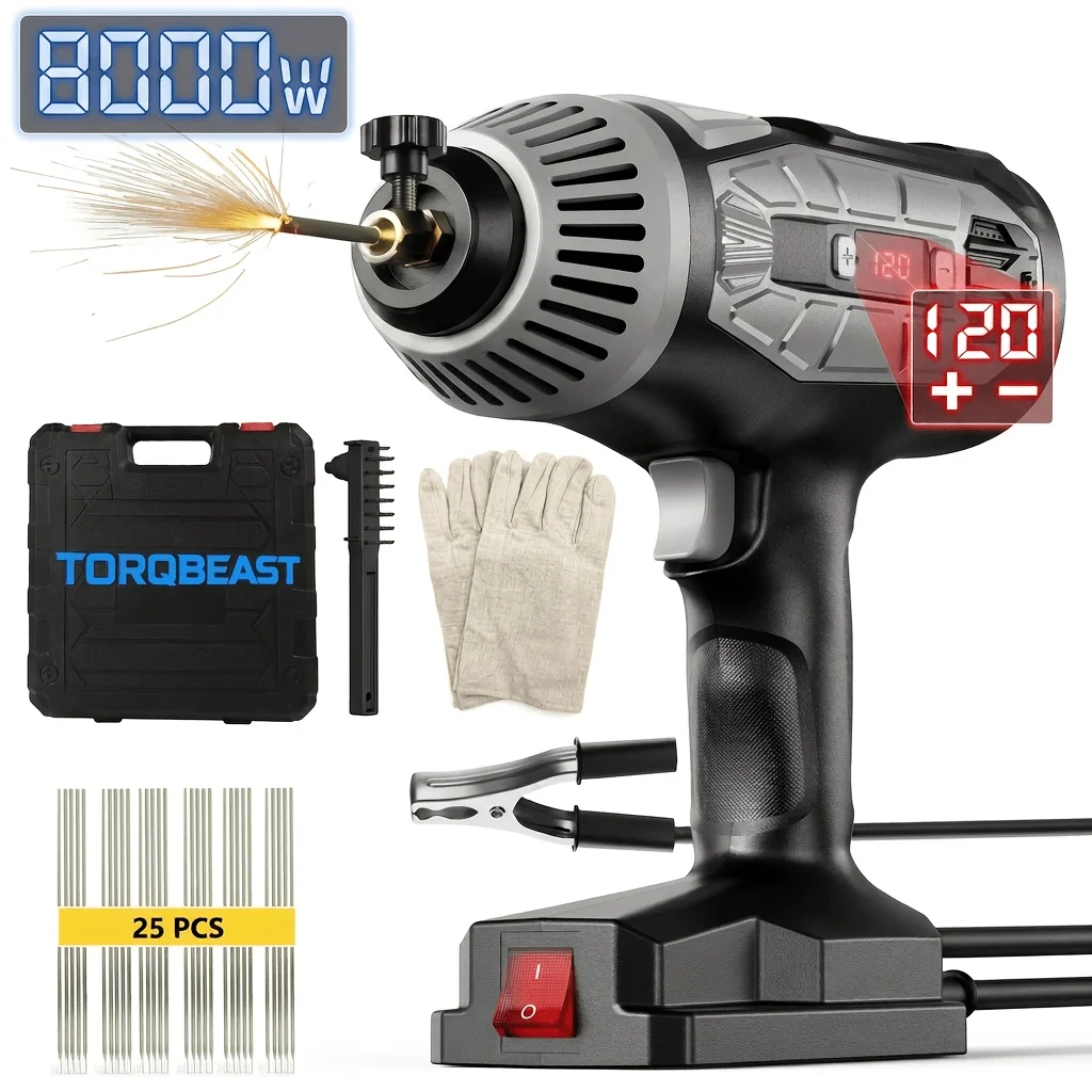 8000W Upgraded Portable Electric Welder, 110V Handheld Welder with IGBT Inverter 6-Step Variable Current Adjustment, Portable Arc Welding Torch Suitable for 3/32