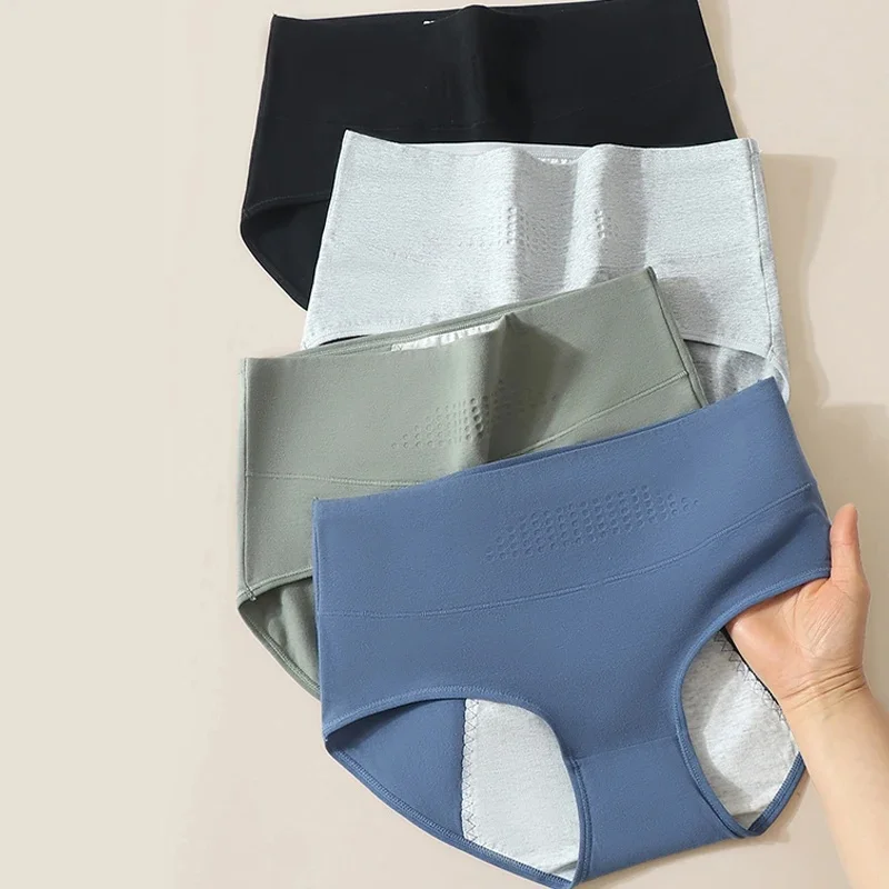 Wysokiej talii szczelne majtki menstruacyjne damskie poszerzają okres spodnie bielizna fizjologiczna bawełna Plus rozmiar L-4XL kobiece figi — zdjęcie 2