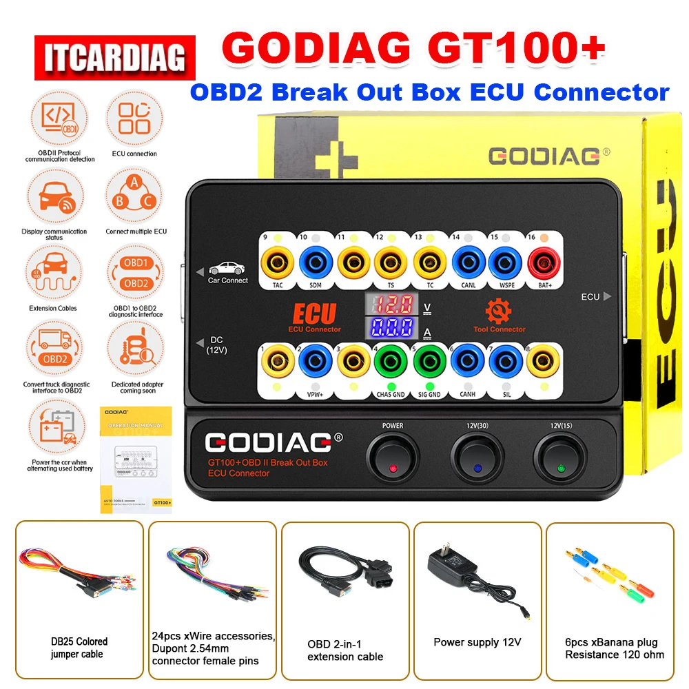 

Соединитель блока управления электронным током Godiag GT100 + GT100 Pro OBDII