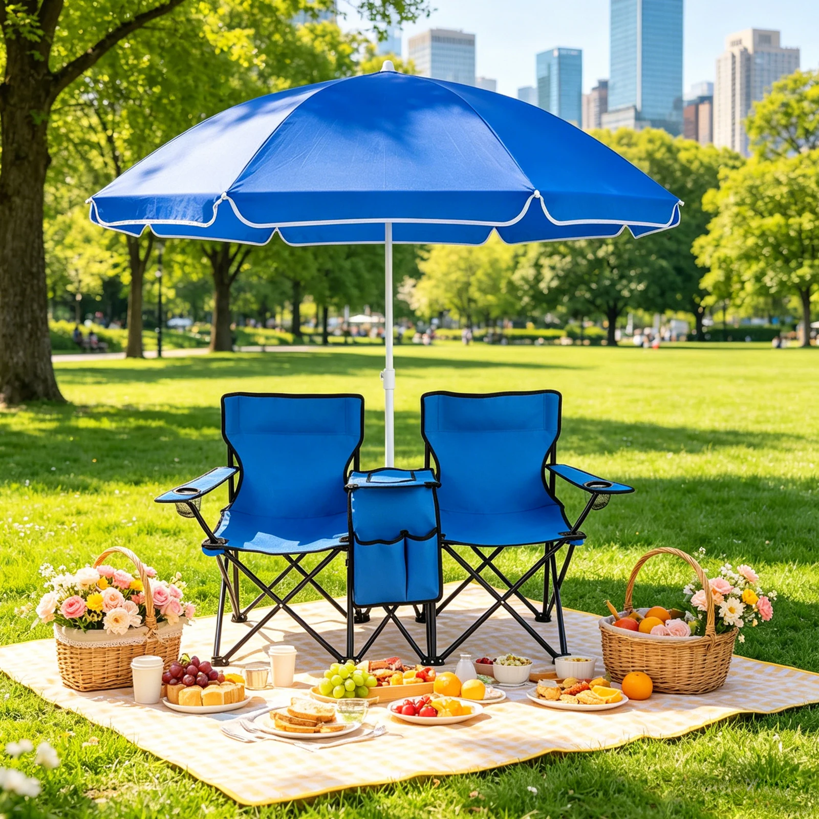 Obrázek 9: Skládací dvojitý kemping židle s baldachýn 270kg schopnost nakládat s 2nz pohár držáky & strana stůl pro outdoorové lounging partnera pro pláž obora