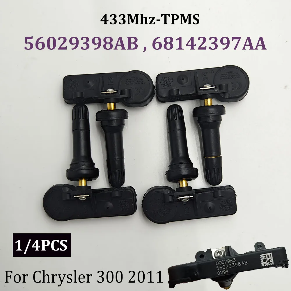 D-odge Ram serisi Pickup 433-lastik basıncı sensörü 68142397AA 68241067AB için 1/4PCS 56029398AB 2012 Mhz TPMS 2013