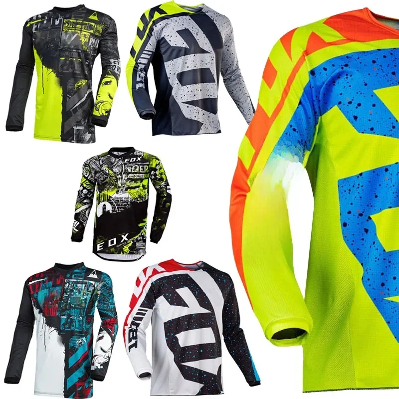 AliExpress BikeFox Men's jersey Motocross Adult Dirt Race Summer Breathable Motocross Jersey ATV MX UTV BMX Off-road Bicycle Jersey T-shirt
