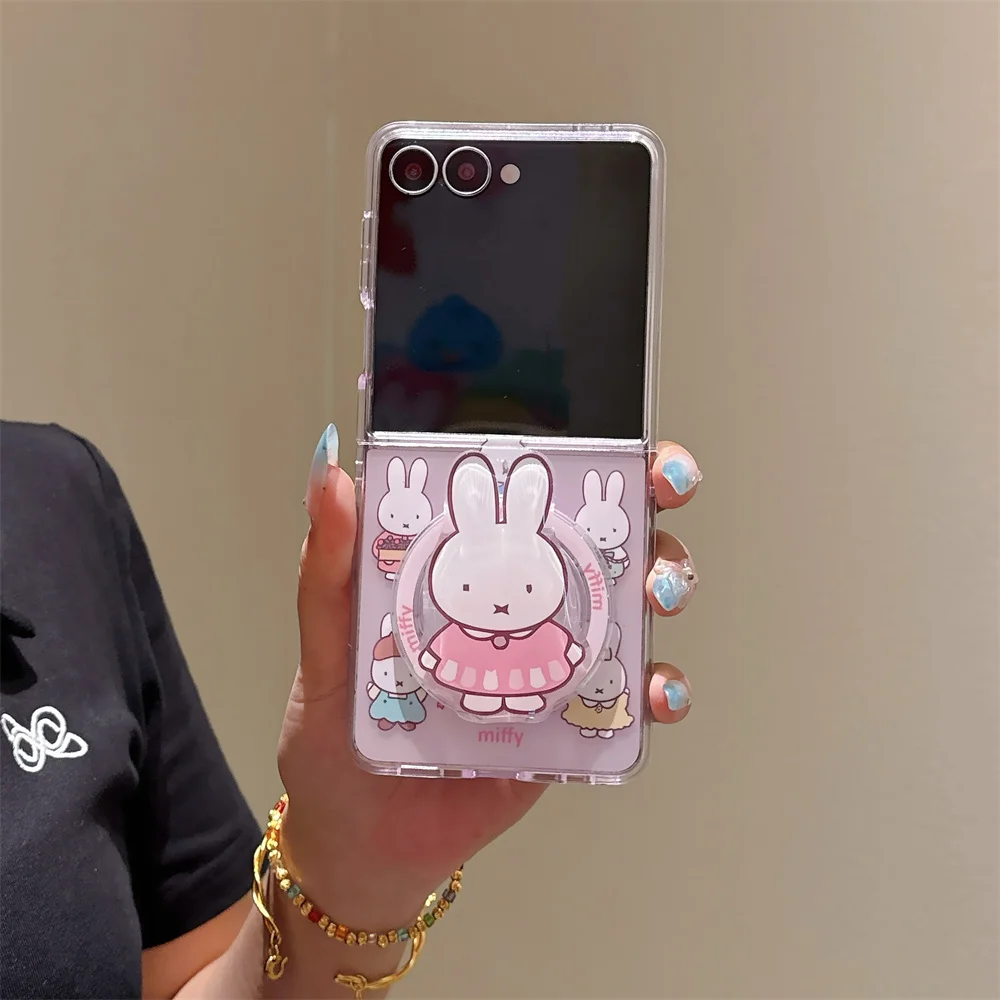 Urocze etui na telefon z motywem króliczka Miffy do Samsung Galaxy Z Flip8 7 Flip6 7FE Flip 5 6 7 8 z funkcją Magsafe i podstawką. — zdjęcie produktu 5