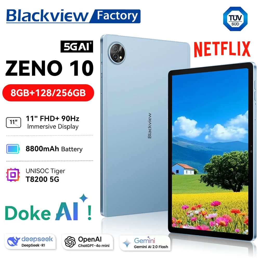 

2025 Blackview ZENO 10 5G Tablet 11"FHD Display 18W Fast Charging Tablet Pc T8200 Processor 8GB+128GB 8800mAh Tablets Android 15