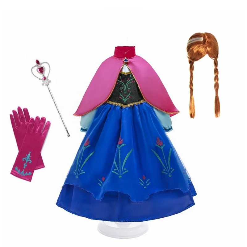 Princesa Anna traje para meninas, 2, 3, 4, 5, 6, 8, 10 anos