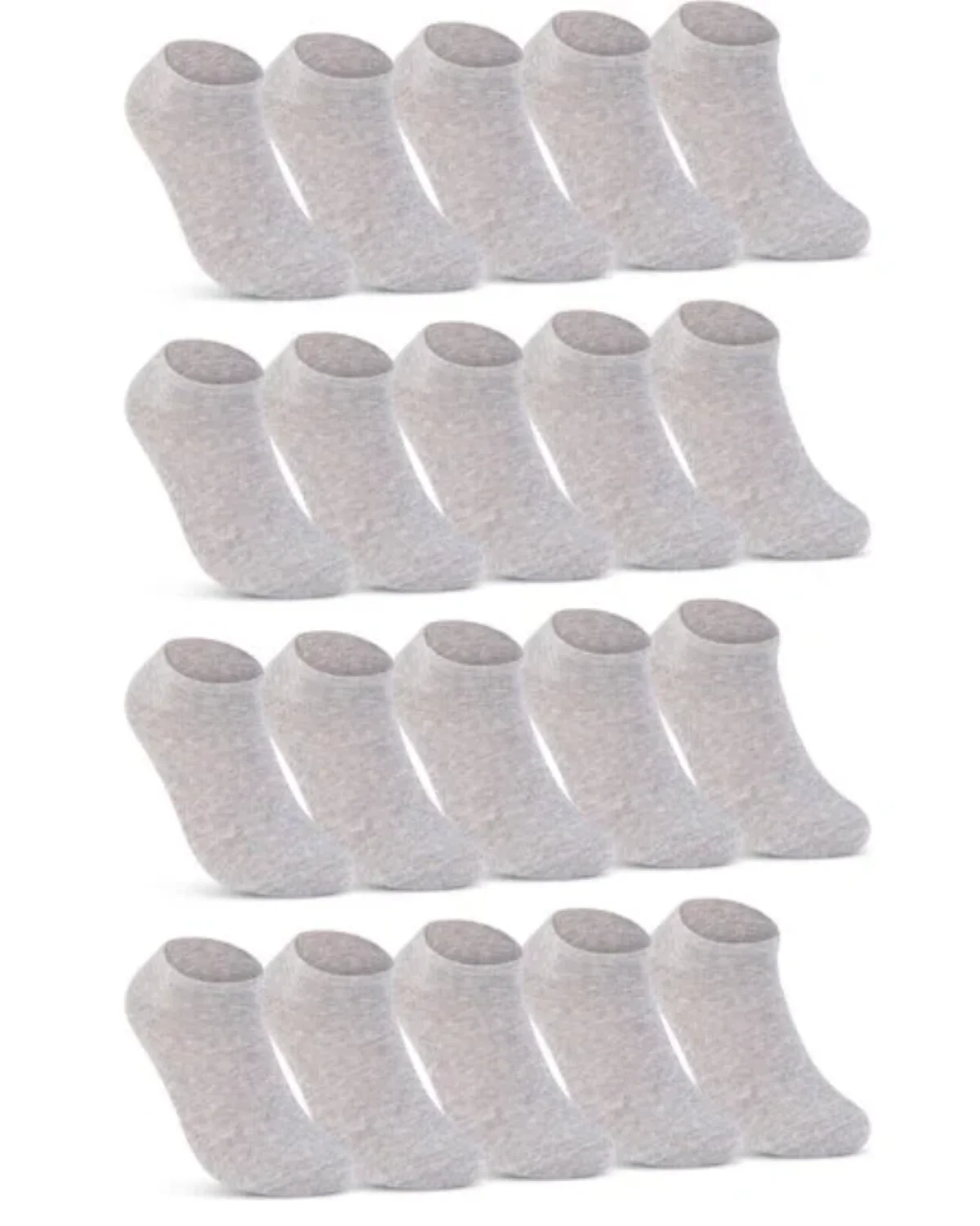 20 Pairs Unisex Ankle Length Booties Socks Suitable for Sportswear and Running Black White Gray Size 35-40, 40-45