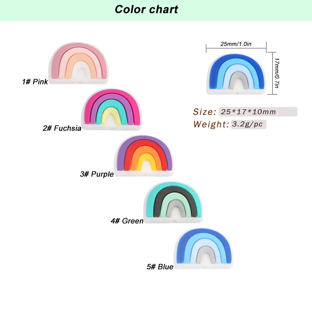 10Pcs Mini Silicone Beads Rainbow Shape Silicone Focal Beads For Jewelry Making Diy Keychain Beadable Pen Bracelet Necklace