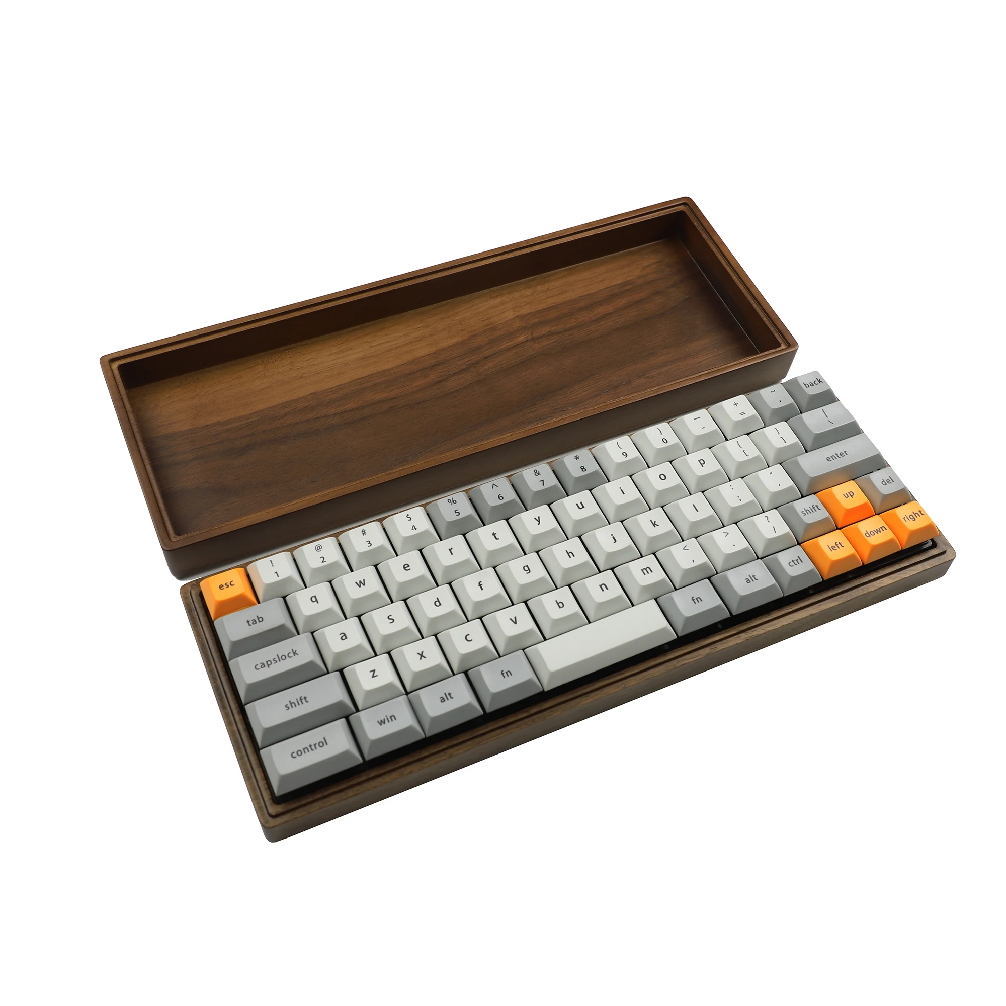 YMDK 67 Keys Minila Layout Wood Case QMK Hot-swappable Hot Swap Type C PCB Mechanical Keyboard