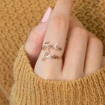 Adjustable Customized Double Name Ring Stainless Steel Open Couple Ring Valentine's Day Gift Wedding Anniversary Gift For Girls