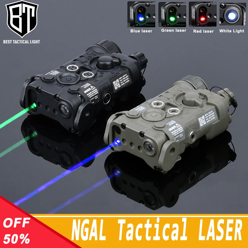 Tactica Flashlight NGAL Laser Airsoft Red Green Blue Dot Laser LED Light Strobe Lndicator Outdoor Scout Aiming Hunting NO IR