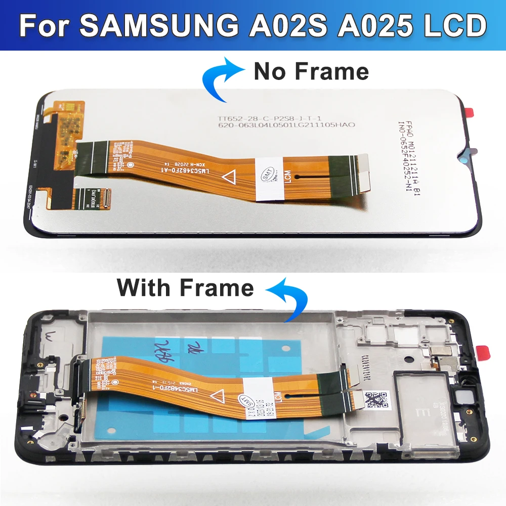 6.5 inch For Samsung A02s LCD A025M A025F/DS A025G/DS LCD Display Touch Screen with frame Digitizer Assembly replace